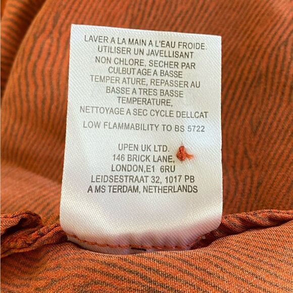 Anthropologie Caballero Orange Long Sleeve Circular Print Mini Dress Size L NWT - Picture 11 of 16